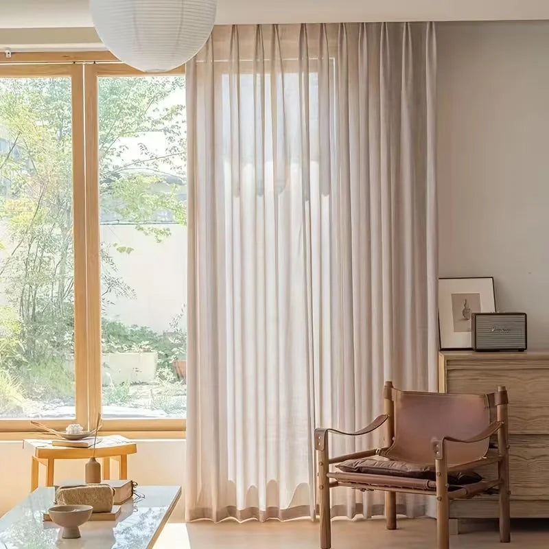 Linen-Style Sheer Curtain Panel