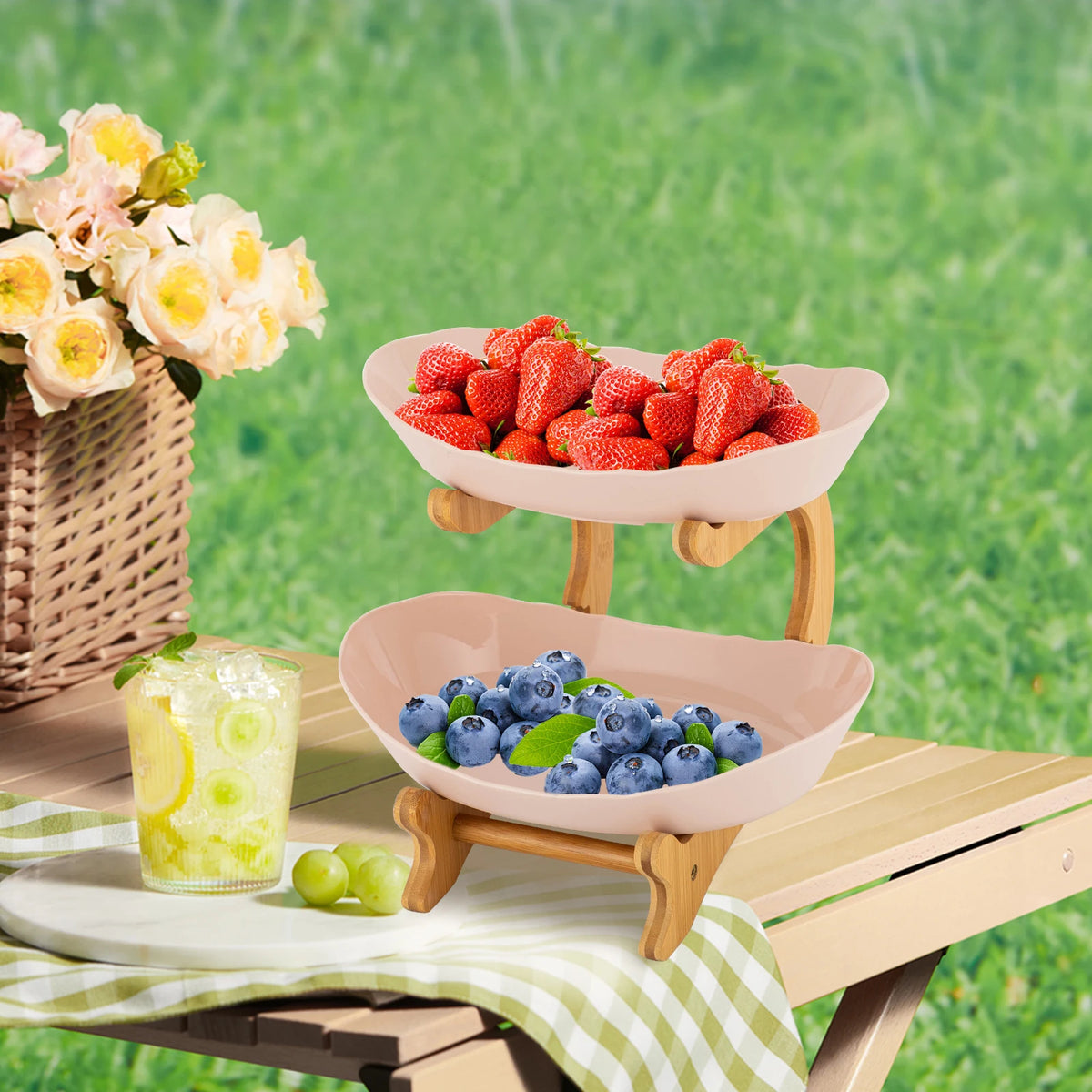 3-Tier Serving Bowl Set with Bamboo Stand
