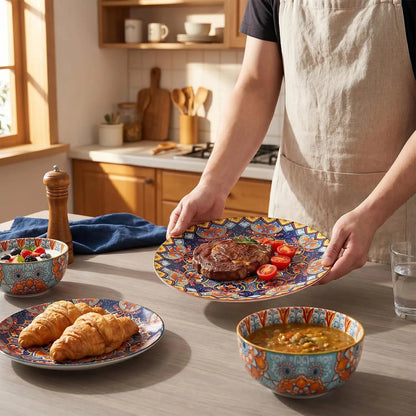 12-Piece Bohemian Porcelain Dinnerware Set for 4