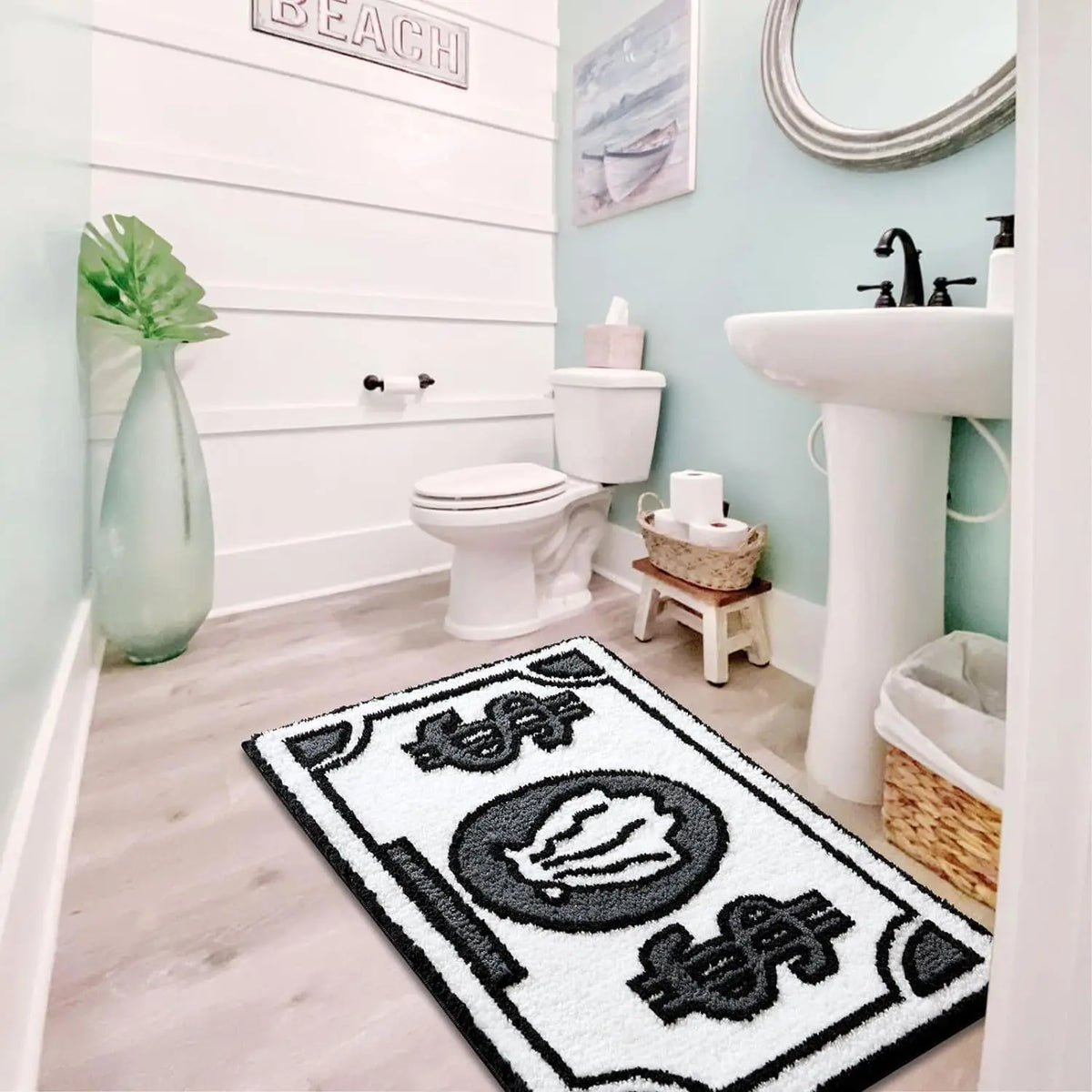 Coin-Pattern Character Accent Rug