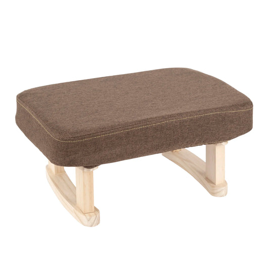 Solid Wood Rocking Footstool with Linen Cushion