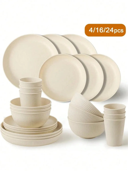 4/16/24-Piece Reusable Plastic Dinnerware Set