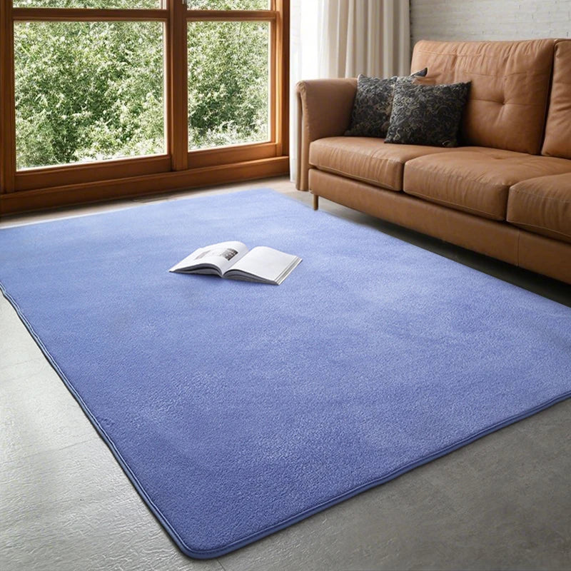 Solid Coral Velvet Area Rug