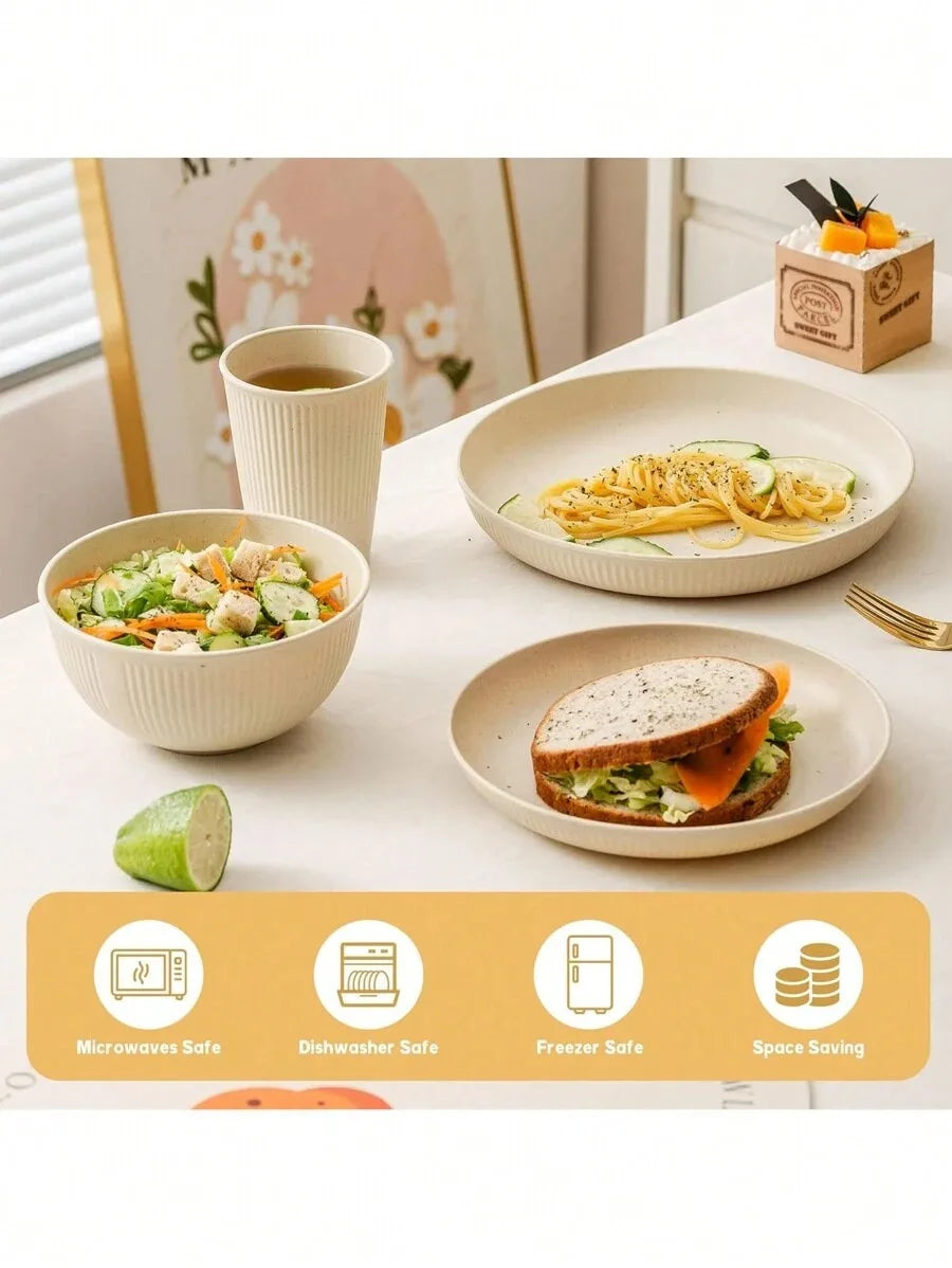 4/16/24-Piece Reusable Plastic Dinnerware Set