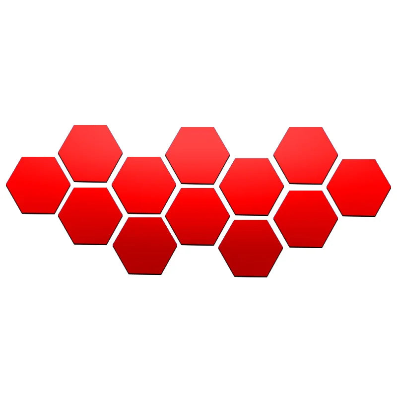 Set of 6/12 Hexagonal Mirror Wall Decals
