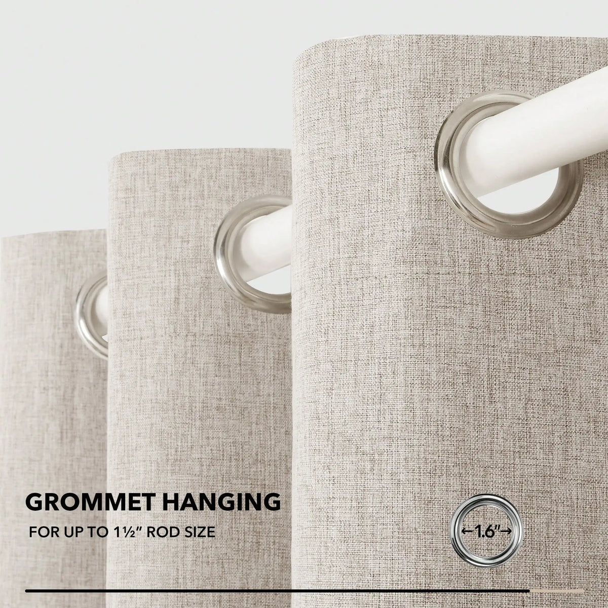 Set of 2 52-Inch Faux-Linen Blackout Curtains
