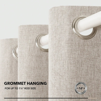 Set of 2 52-Inch Faux-Linen Blackout Curtains