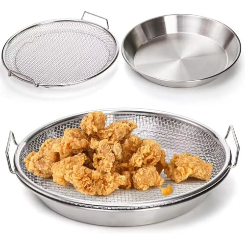 Stainless Steel Frying Rack with Draining Tray