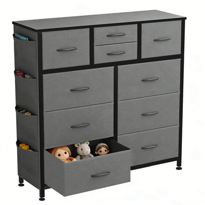 10-Drawer Fabric Storage Cabinet with Side Pocket