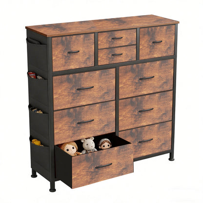10-Drawer Fabric Storage Cabinet with Side Pocket