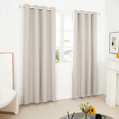 Set of 2 52-Inch Faux-Linen Blackout Curtains