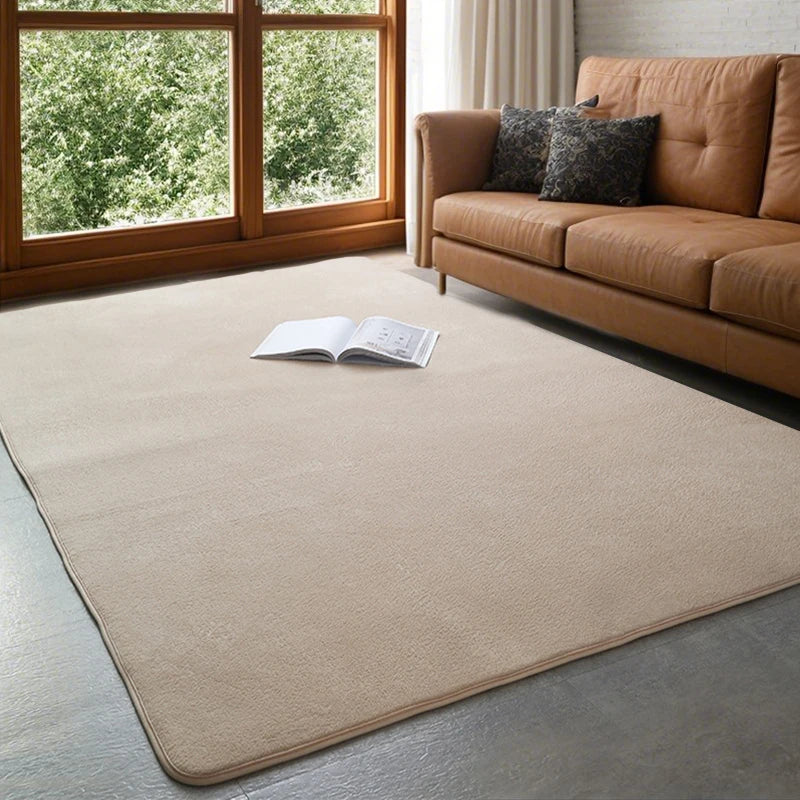 Solid Coral Velvet Area Rug