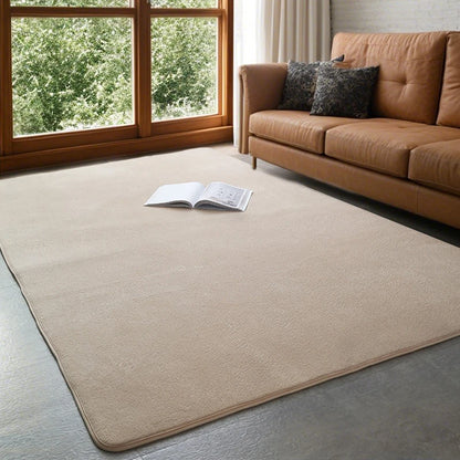 Solid Coral Velvet Area Rug