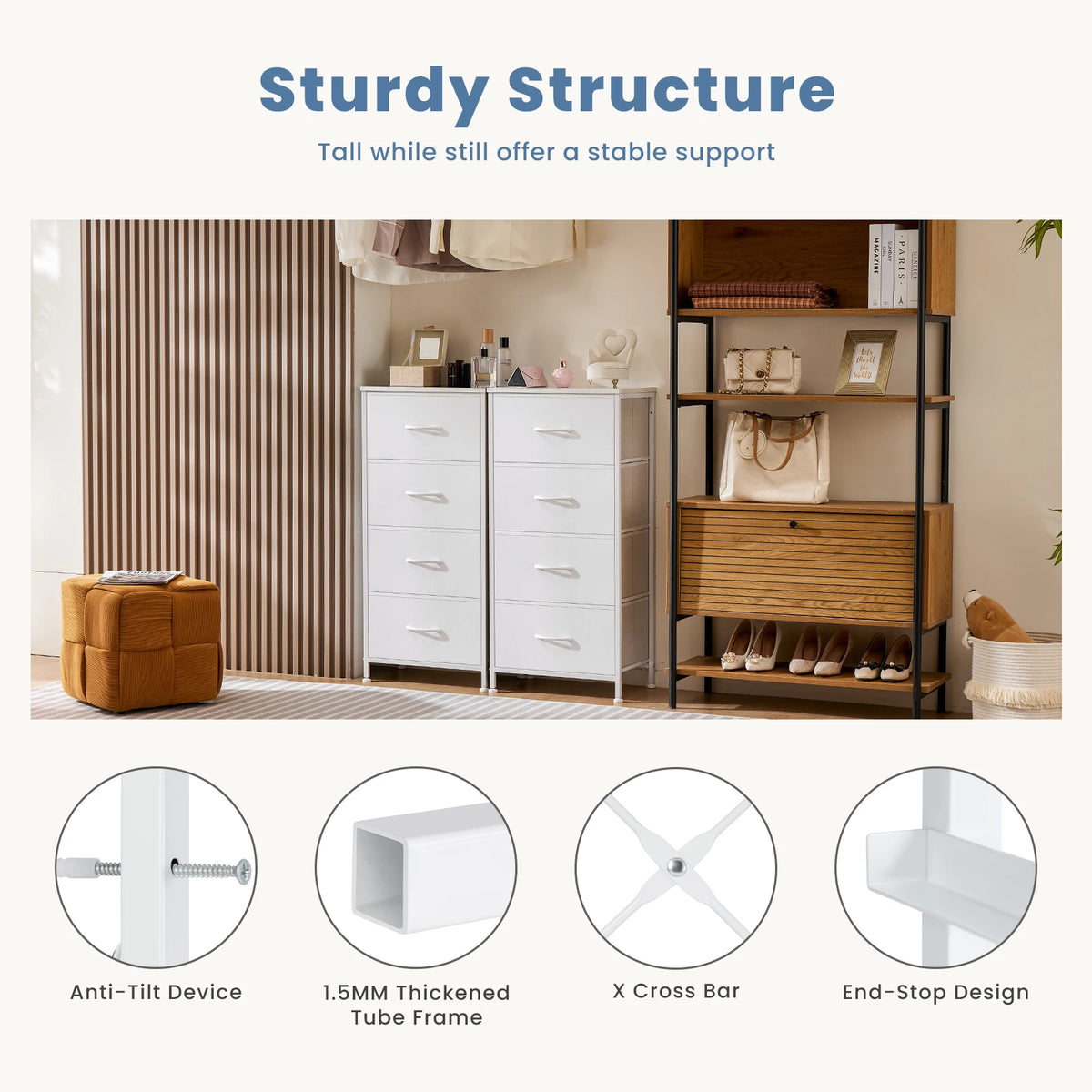Four-Drawer Fabric Storage Cabinet