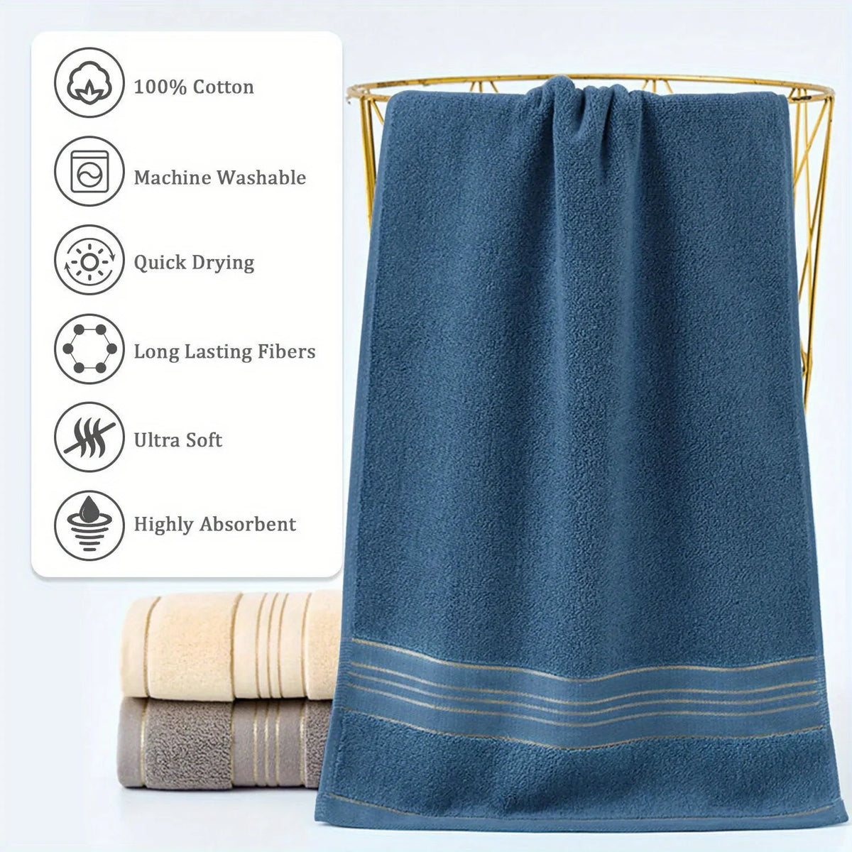 Quick-Dry Pure Cotton Bath Towel