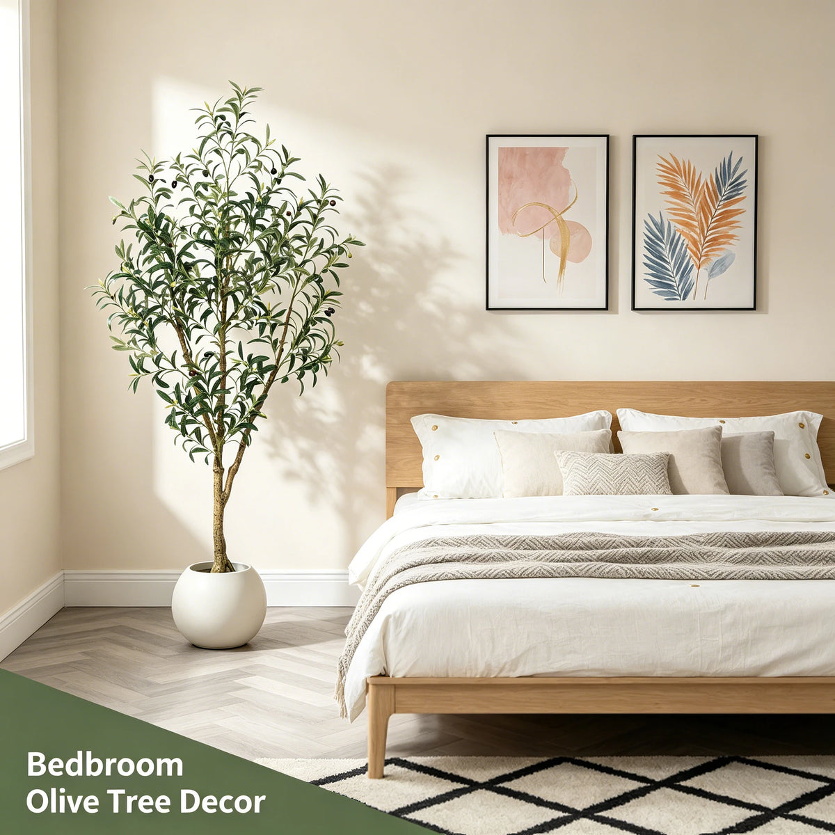 5.25–7.10-Foot Faux Olive Tree with Black Pot
