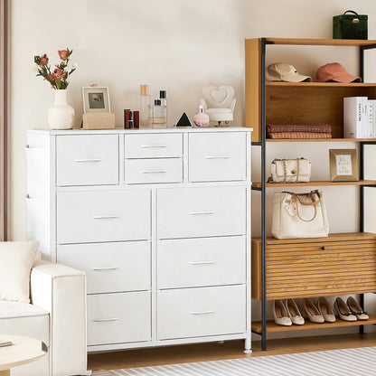 10-Drawer Fabric Storage Cabinet with Side Pocket