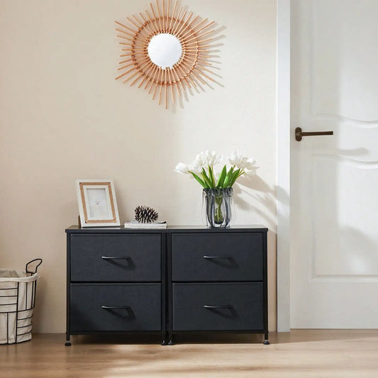 Set of 2 Two-Drawer Fabric Nightstands