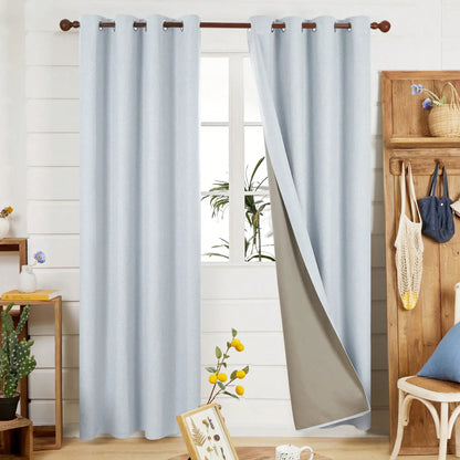 Set of 2 52-Inch Faux-Linen Blackout Curtains