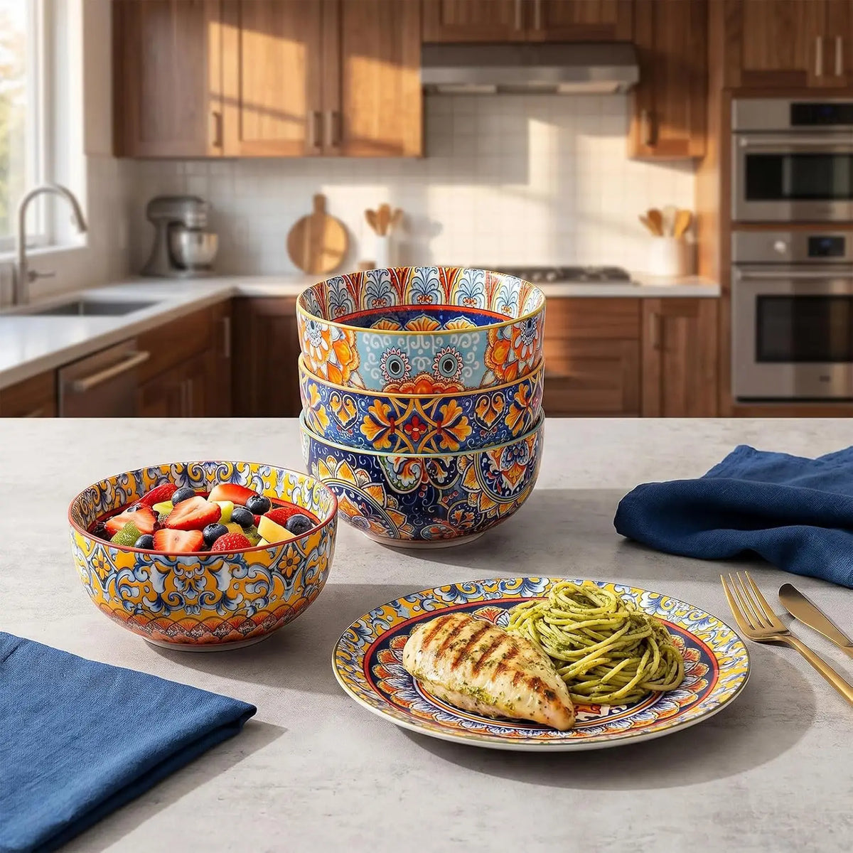 12-Piece Bohemian Porcelain Dinnerware Set for 4