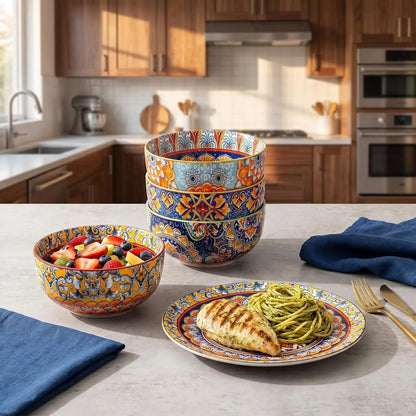12-Piece Bohemian Porcelain Dinnerware Set for 4