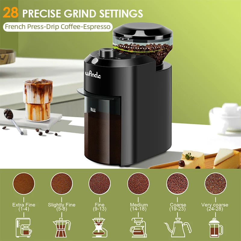 28-Setting Electric Conical Burr Coffee Grinder