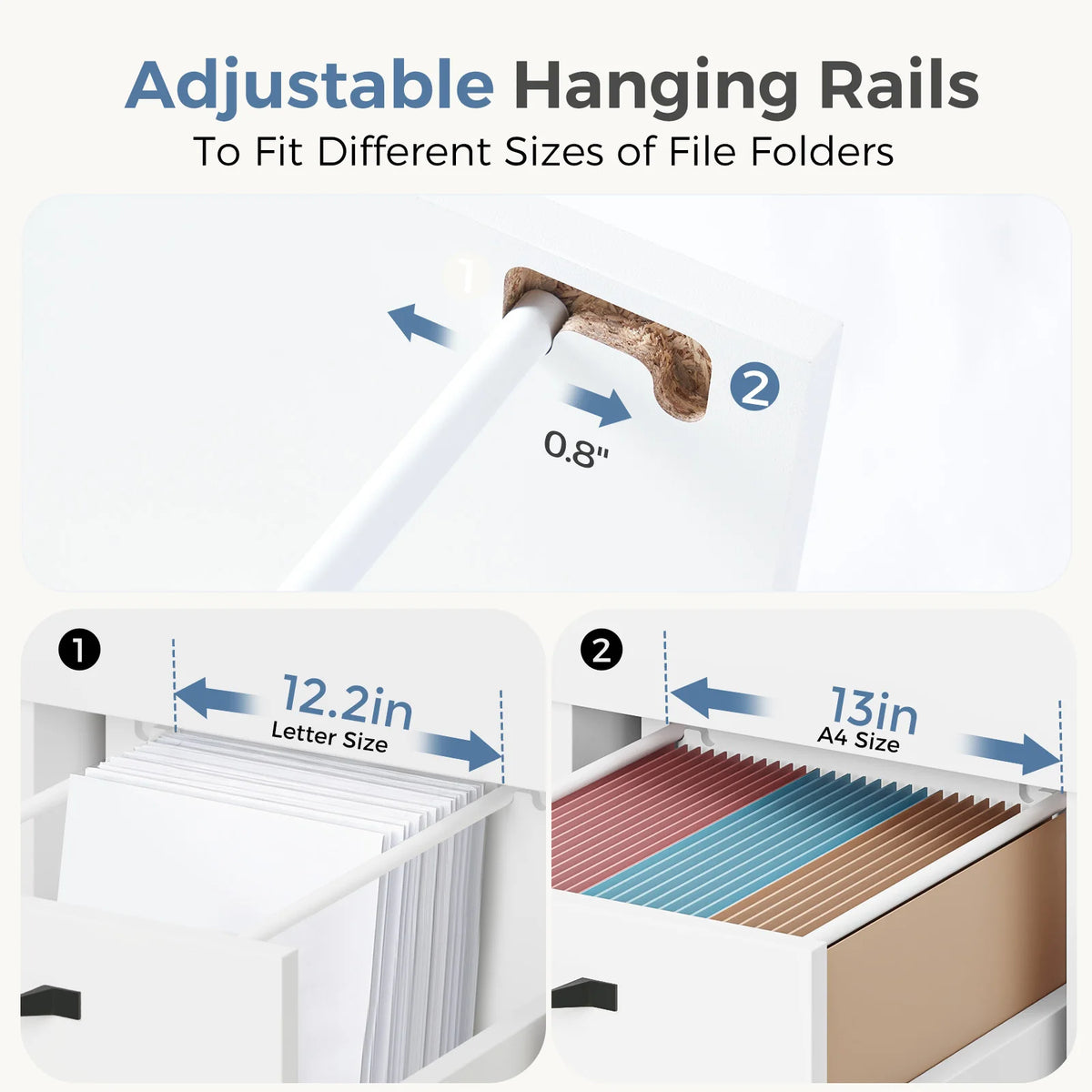 Two-Drawer Mobile Wood Storage Cabinet