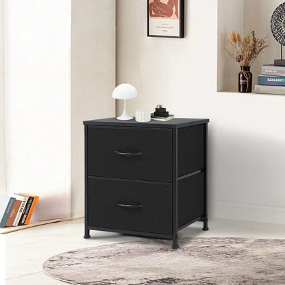 Set of 2 Two-Drawer Fabric Nightstands
