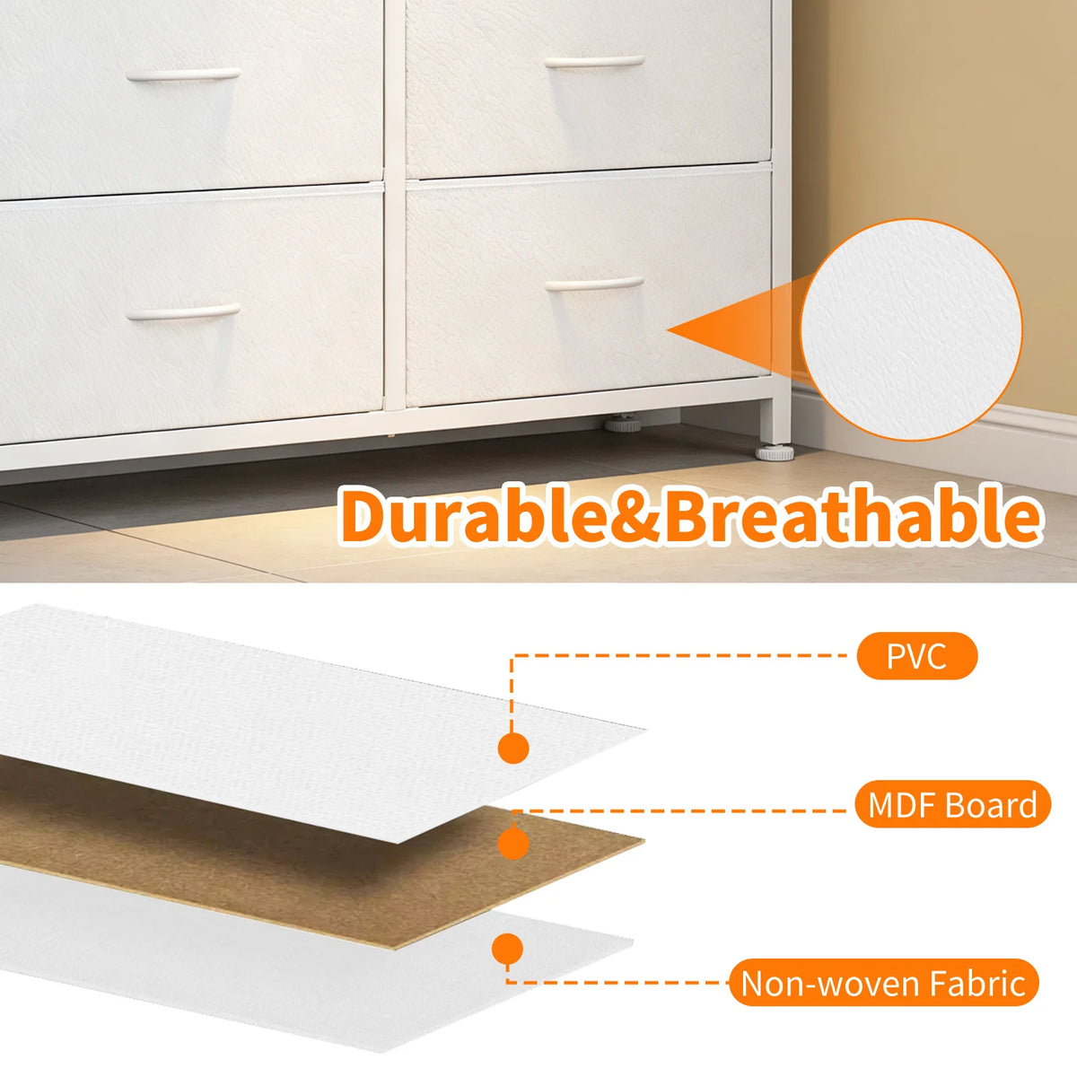 10-Drawer Fabric Storage Cabinet with Side Pocket