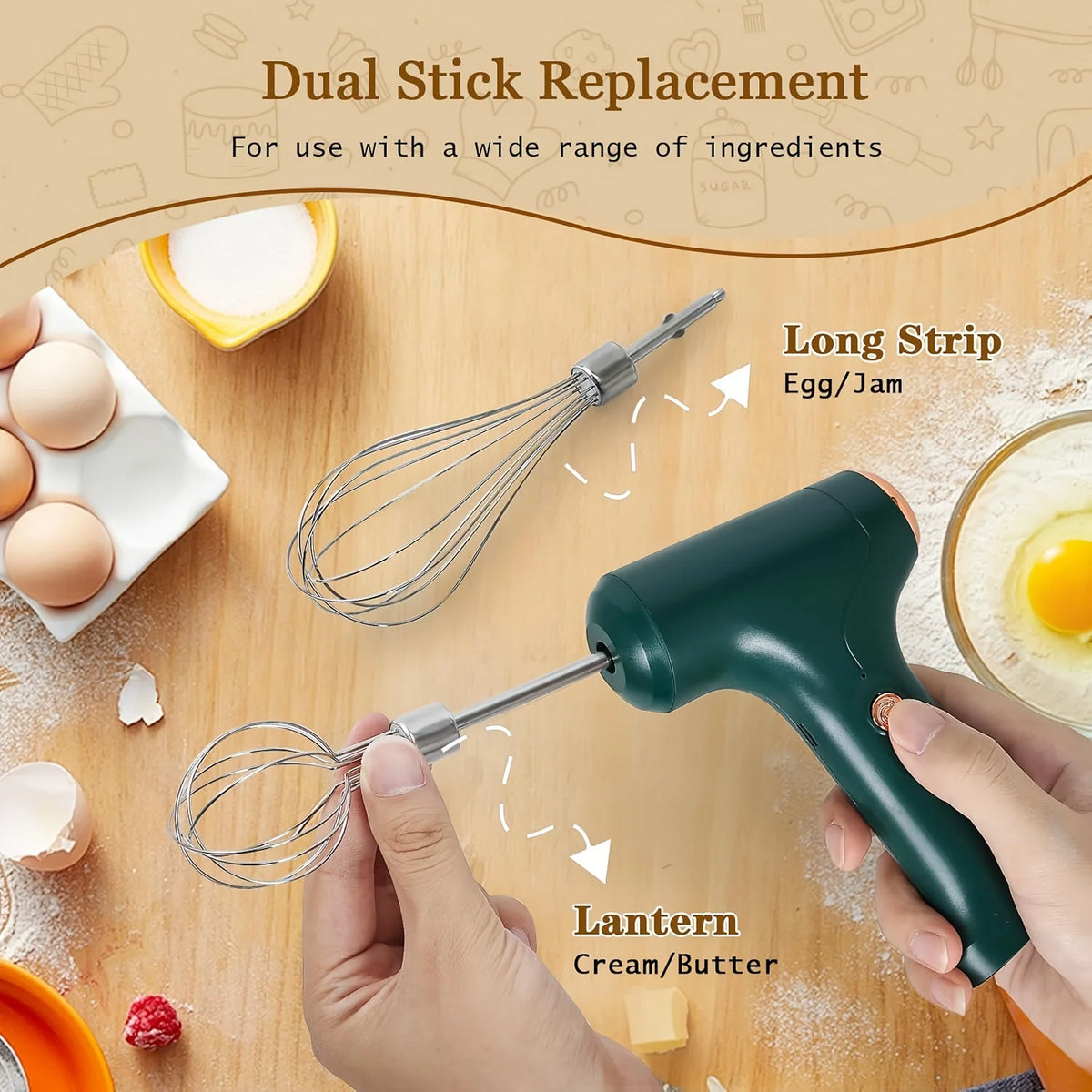 USB Rechargeable 3-Speed Hand Mixer