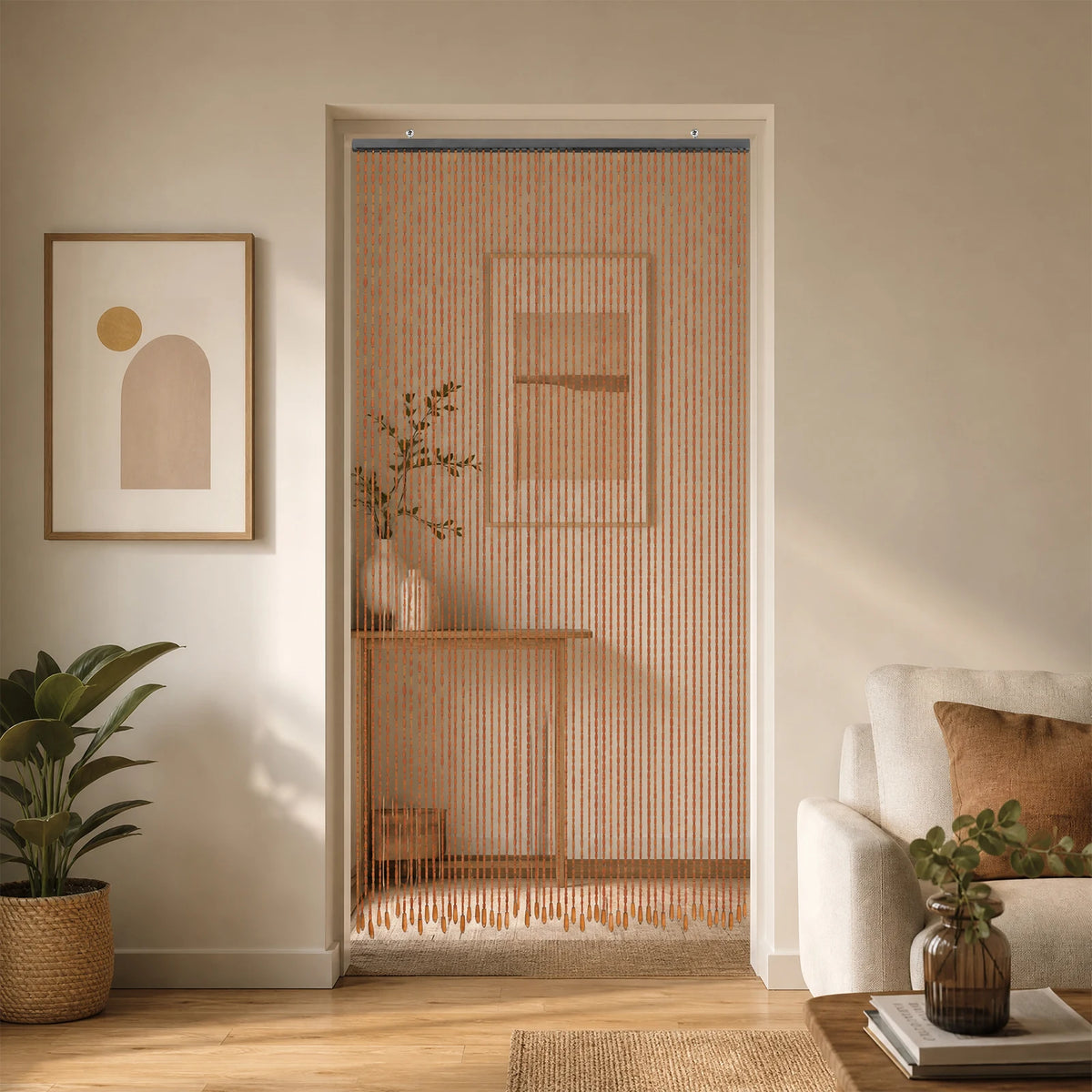 78.7 x 35.4-Inch Bamboo Beaded Door Curtain