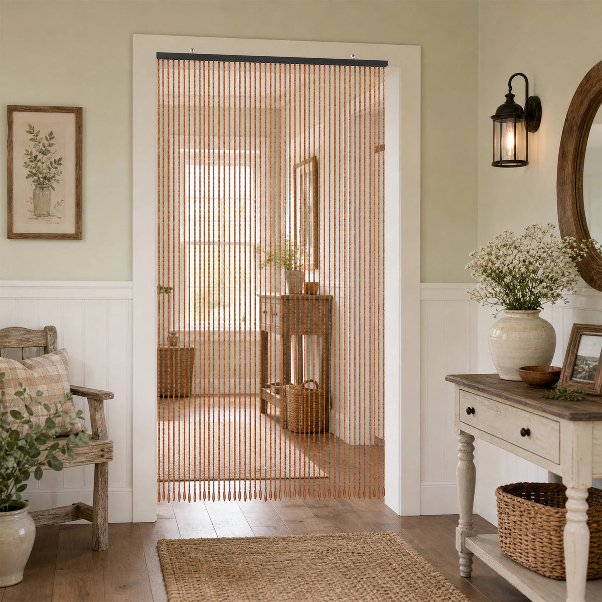 78.7 x 35.4-Inch Bamboo Beaded Door Curtain
