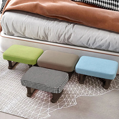 Solid Wood Rocking Footstool with Linen Cushion