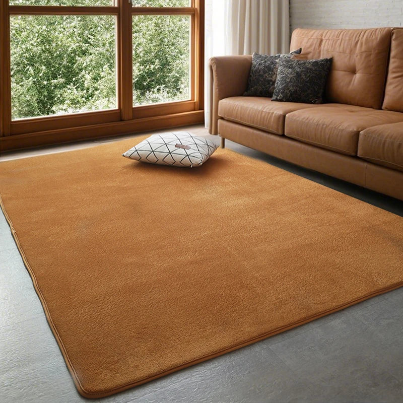 Solid Coral Velvet Area Rug