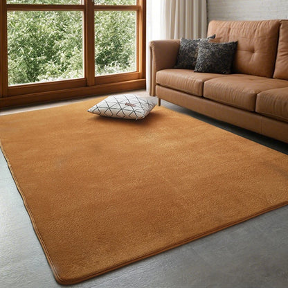 Solid Coral Velvet Area Rug