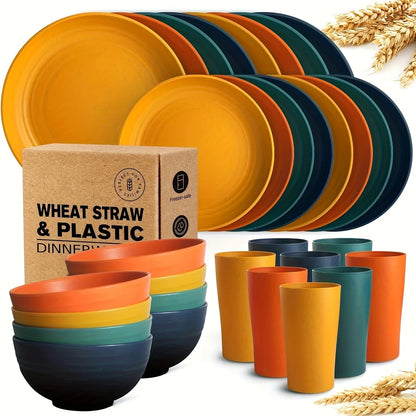 32-Piece Wheat Straw Dinnerware Set for 8