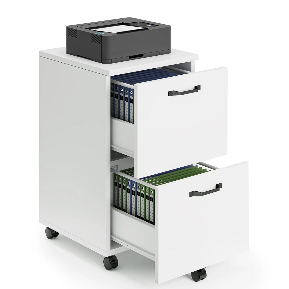 Two-Drawer Mobile Wood Storage Cabinet