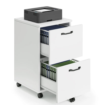 Two-Drawer Mobile Wood Storage Cabinet