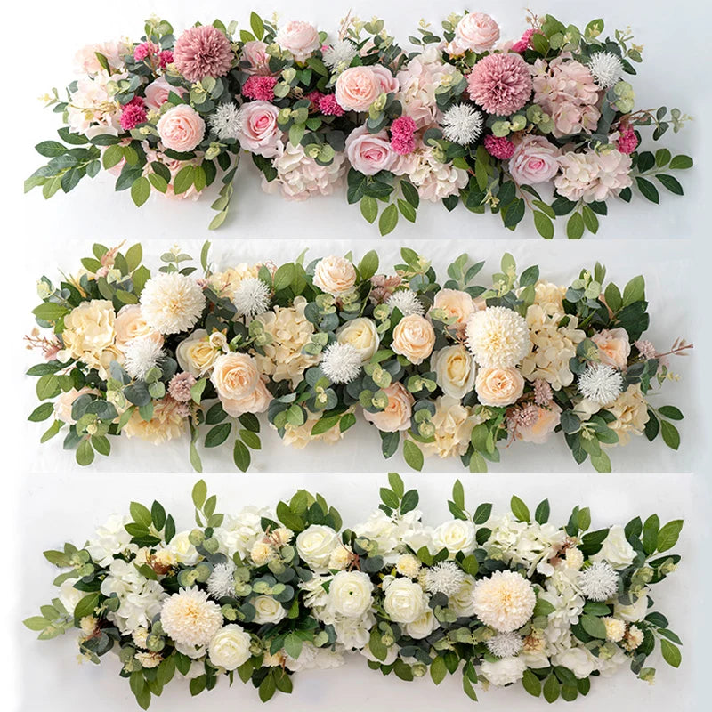 39.4-Inch Artificial White Rose Flower Row