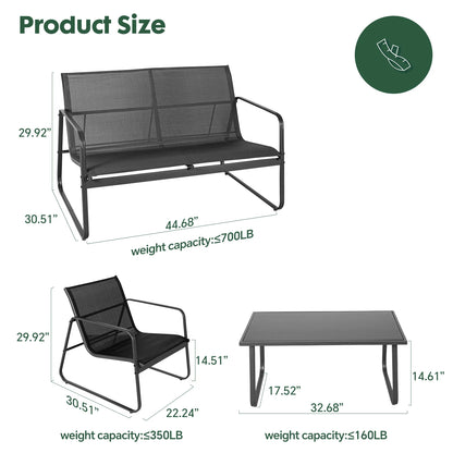 4-Piece Outdoor Patio Furniture Set with Table