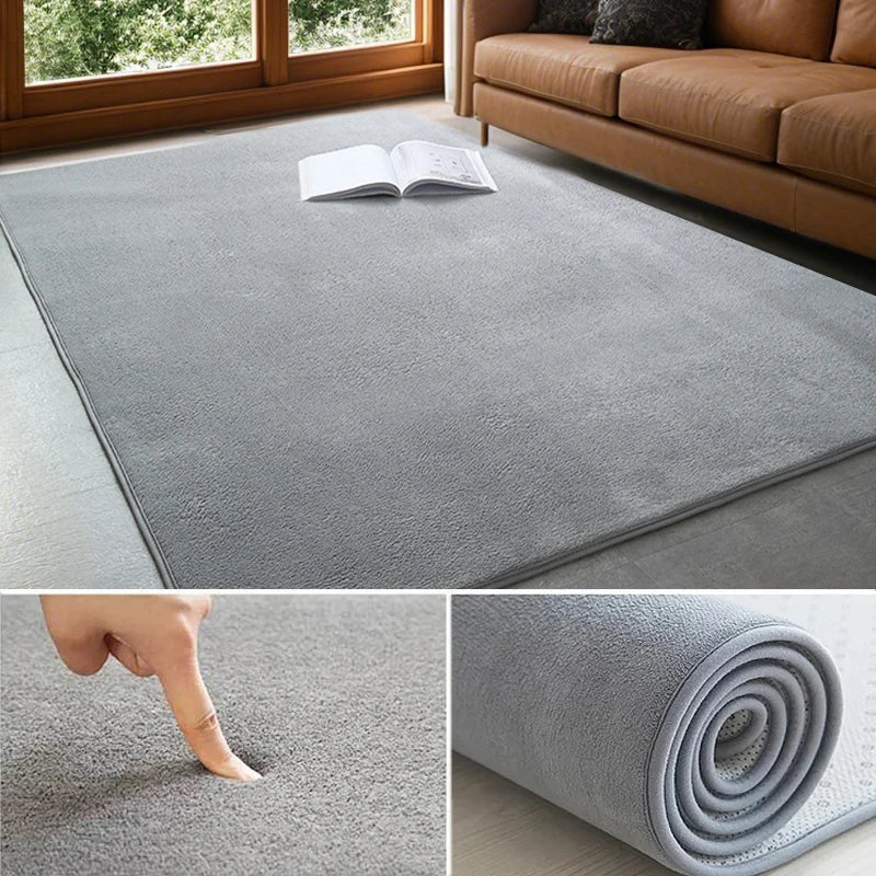 Solid Coral Velvet Area Rug