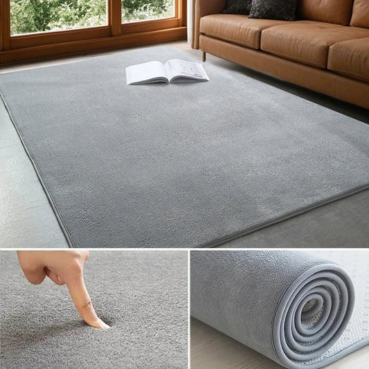 Solid Coral Velvet Area Rug