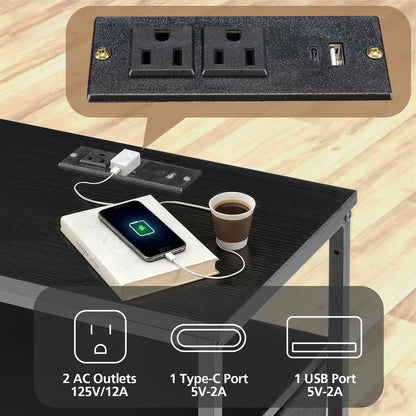 Three-Drawer Nightstand with Charging Station