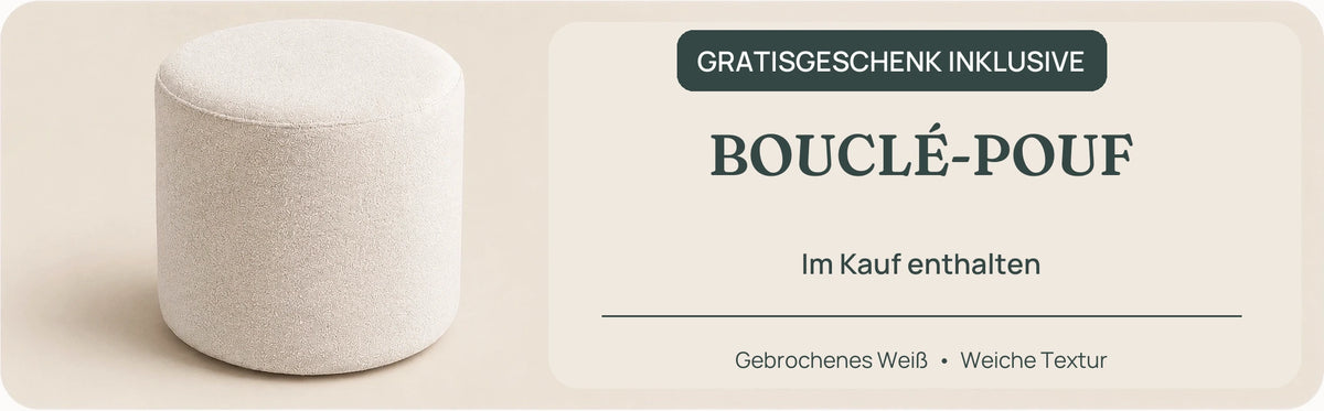 Elenvya Bouclé Pouf gift banner — DE