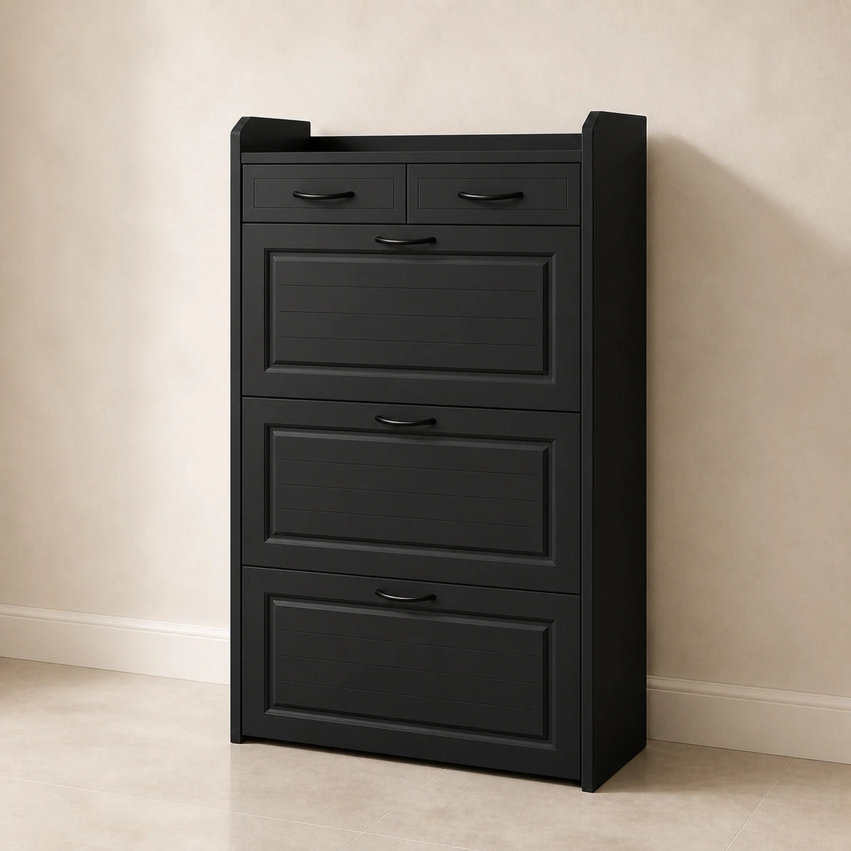 Elenvya Entryway Shoe Cabinet — elenvya shoe cabinet black closed