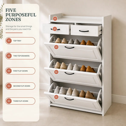 elenvya shoe cabinet five zones