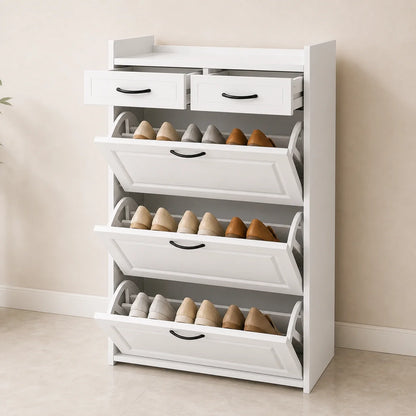 elenvya shoe cabinet open white